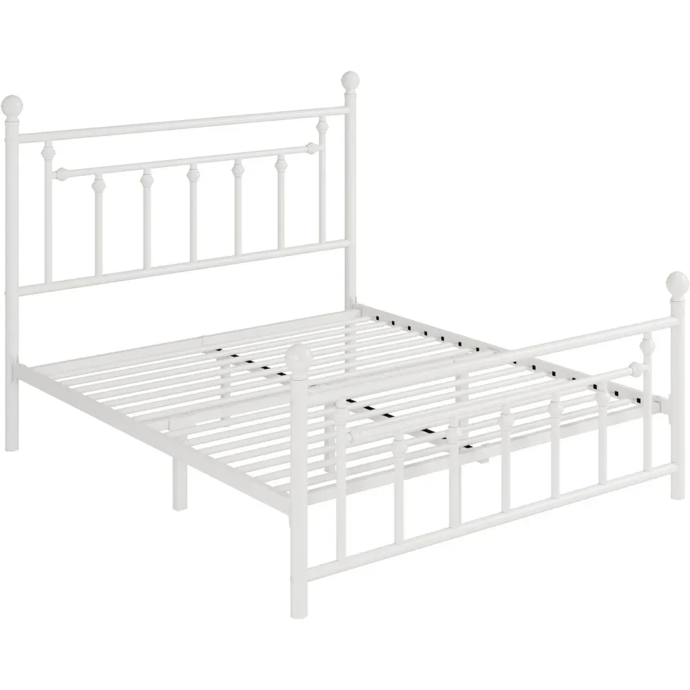 14'' Queen Size Metal Platform Bed Frame/Victorian Headboard and Footboard/Steel Slats Mattress Foundation for Storag 6
