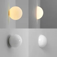 Nordic Glass Ball LED Wall Lamp Concealed Base Milky White Dome Sofa Background Decor Balcony Aisle Porch Bedroom Bedside Light 2