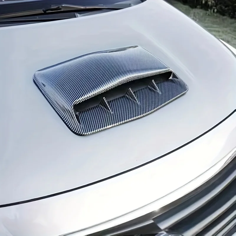 Universal Car Air Outlet Hood Carbon Fiber Bonnet Base Decorative Cover Tape Exterior Hood Car Air Intak Scoop Accessories hood scoop car body trim accessories