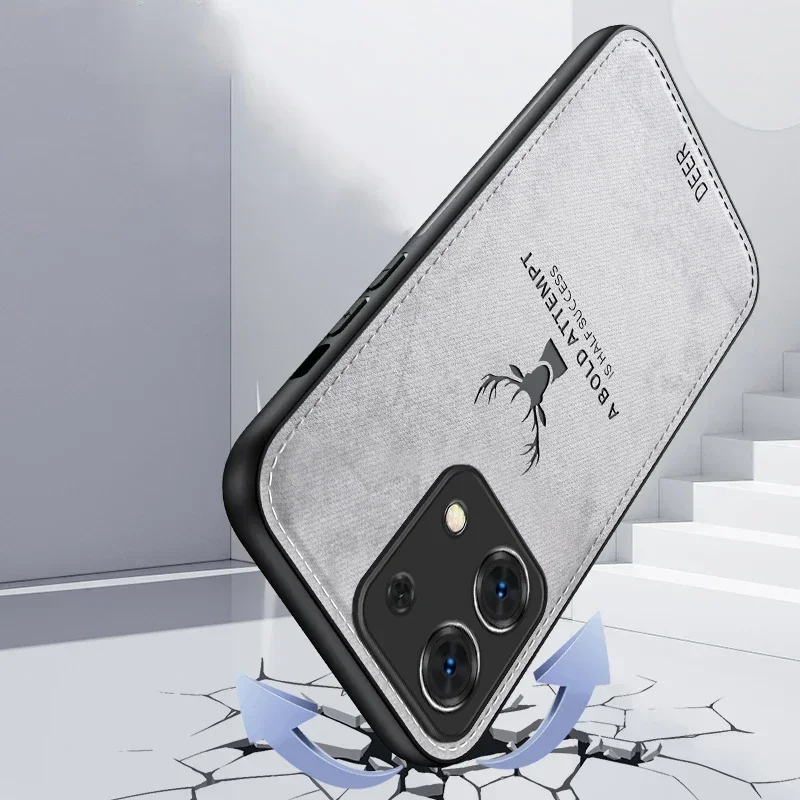Luxury Business Fabric Deer Pattern Shockproof Case with Full Lens Protection