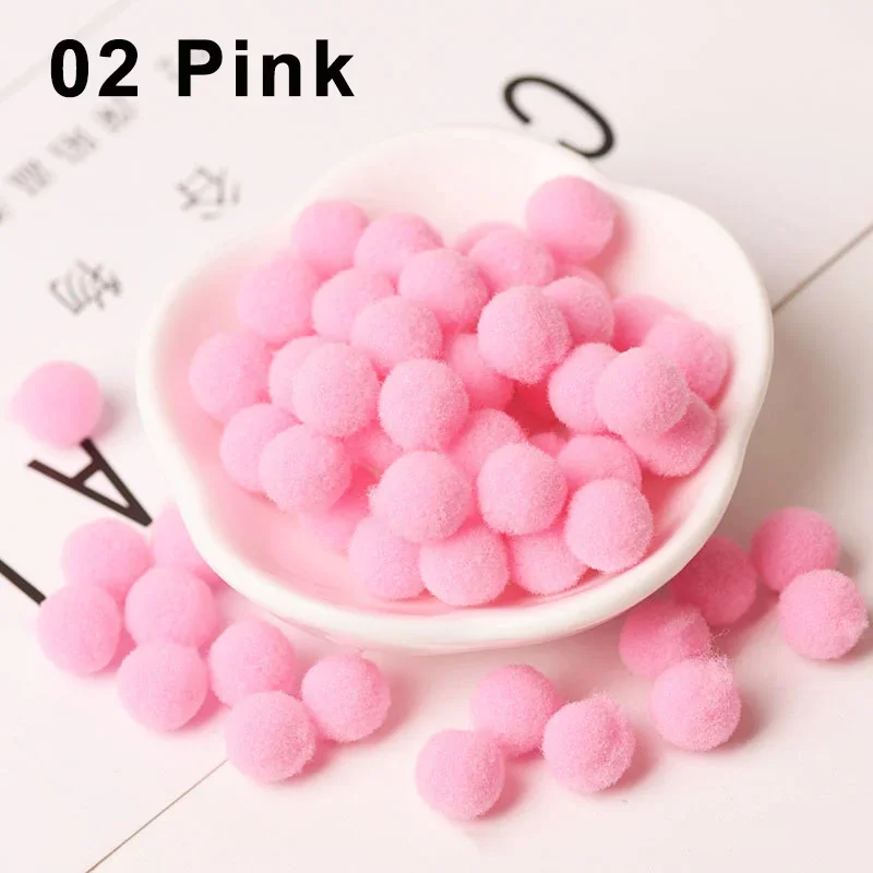 Assorted Fluffy Pom Pom Fur Balls for Crafting and Decor - Various Sizes and Colors