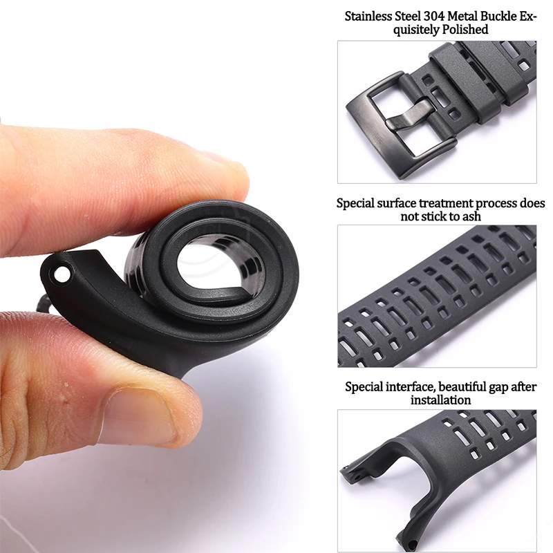 Waterproof Silicone Rubber Watch Band - Durable Replacement Strap