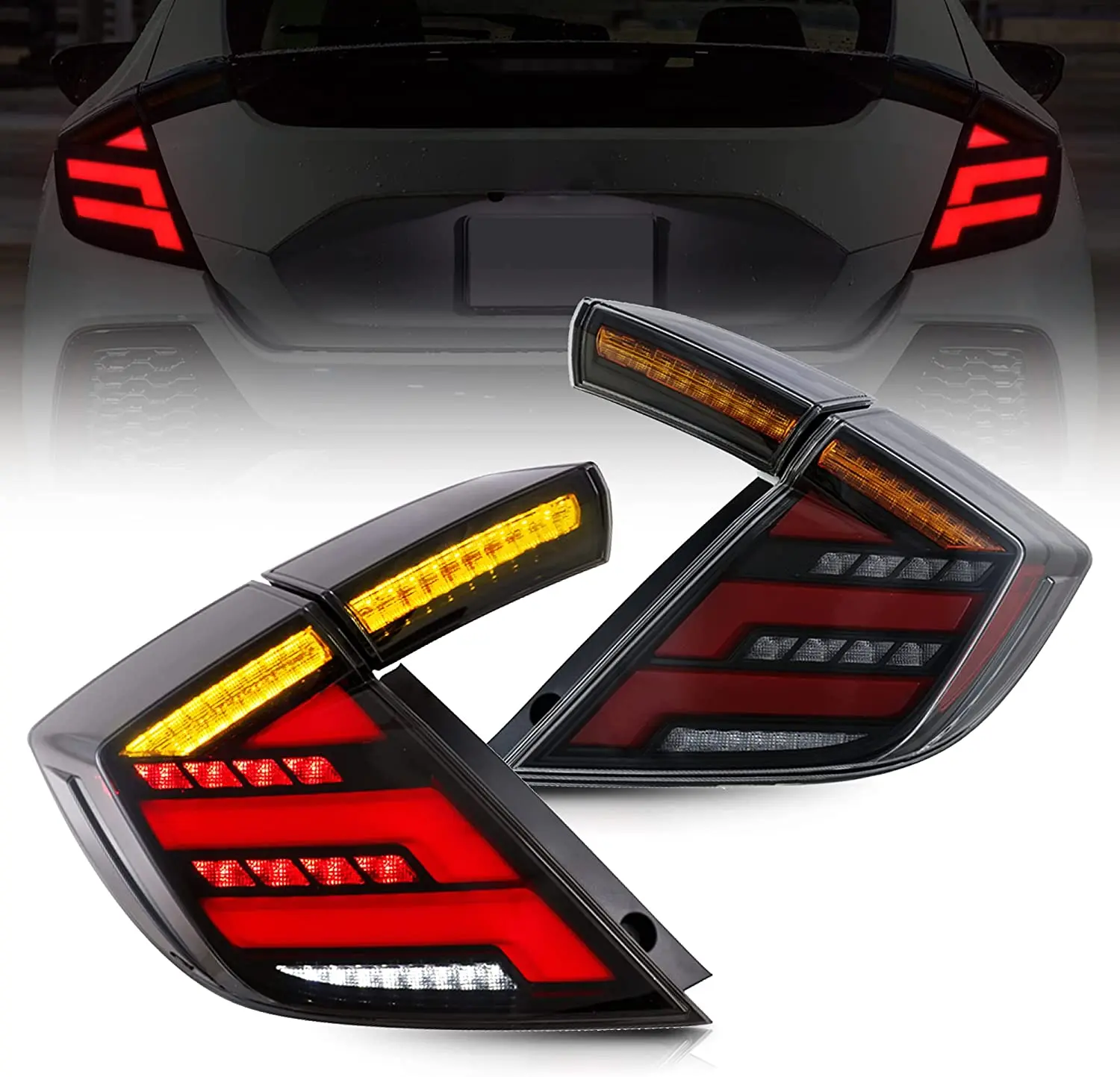 

LED Taillights for Honda Civic10th Gen 2016-2020 Hatchback Type R Dyna ic Animation Sequential Turn Signal Tail lights Assem