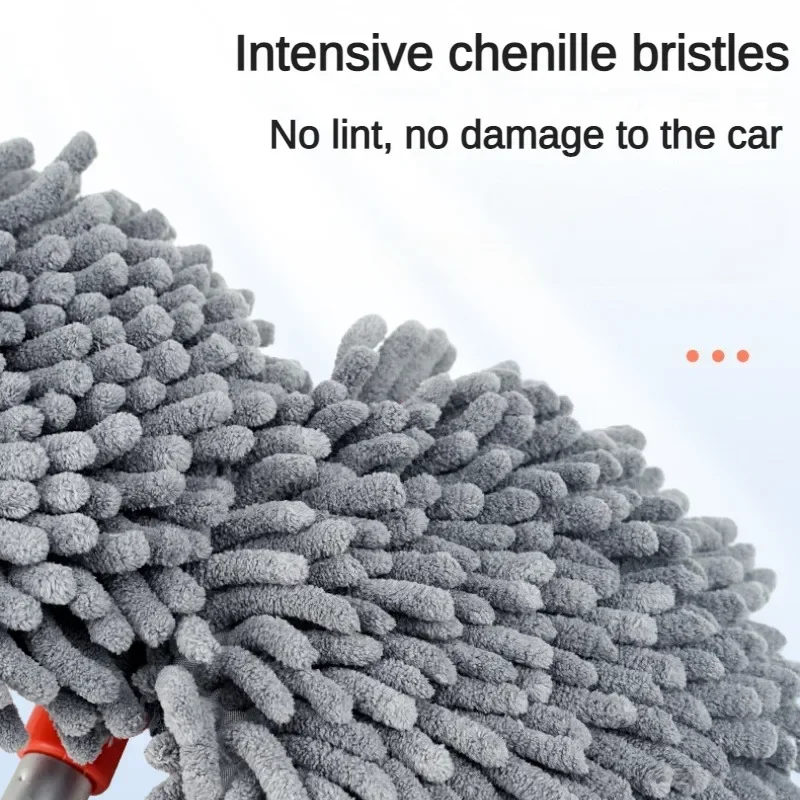 Double Brush Head Rotating Car Wash Mop Three-Section Telescopic Mop Roof Window Cleaning Maintenance Auto Supplies Accessories 4