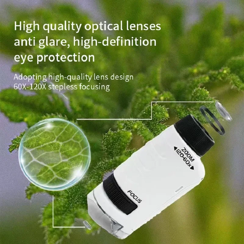 Kid Science Experiment Pocket Microscope Toy Kit 60-120x with Light handheld microscope mini microscope pocket microscope