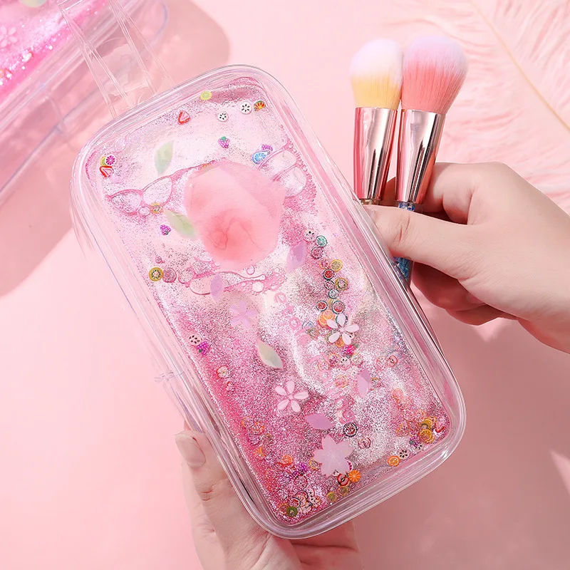 Transparent Glitter Pencil Case Large Capacity Storage Cosmetic Bag Travel Bags School Supplies Stationery |