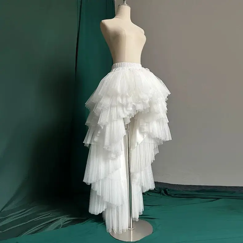 Petticoat Skirt Simple Short Front Long Back Skirt Detachable Mesh Tail Petticoat