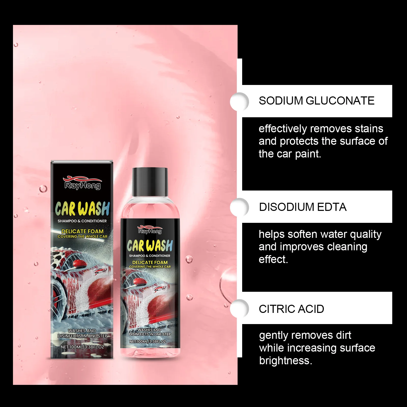 Professional Car Cleaner Liquid: Auto Surface Stain Remover, Polish & Ceramic Coating Protectant (100ml) - Paint-Safe Daily Use 5