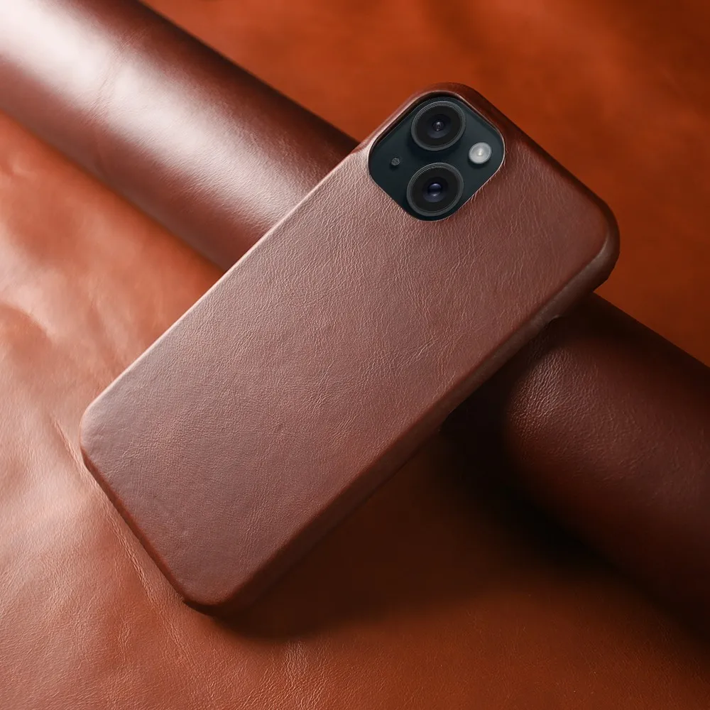 Premium Genuine Leather MagSafe Magnetic Case - Durable & Wireless Charging Compatible