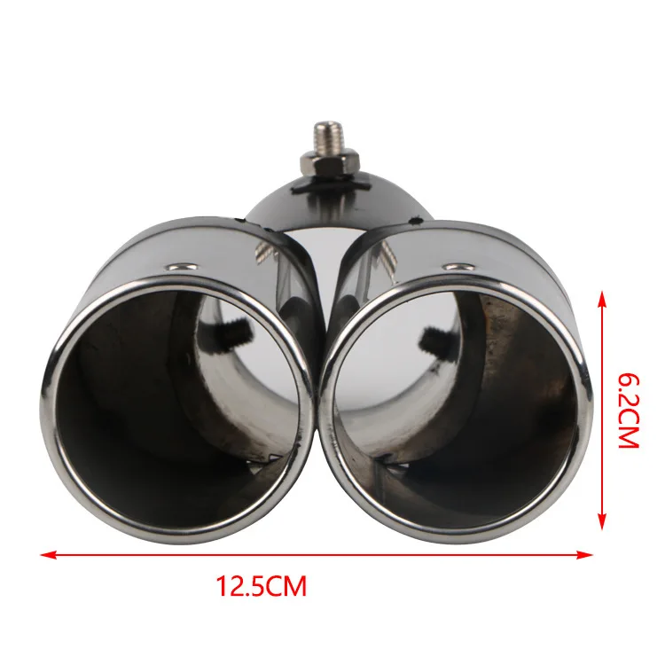 Car Exhaust Tip Stainless Steel Dual Tailpipe Throats Muffler Exhaust Tip Auto Modification Supplies exhaust pipe tip,tail pipe muffler