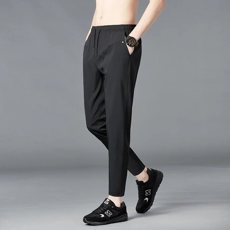 

New Spring and Summer Men's Pencil Cropped pants young style Drawstring Basic Straight Slim All-match Casual Sweatpants