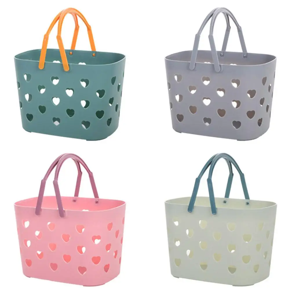 Kitchen Storage Basket Hollow Portable Shower Bath Baskets Desktop Fruit Hanging Child Toys Snack Plastic Organizer