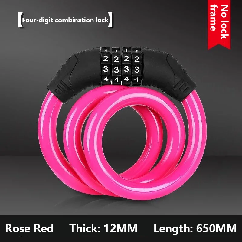 

Велосипедный замок со стальным тросом, защитная цепь, пароль 4 дюйма, противоугонная комбинация с кодом номера, Аксессуары для велосипеда