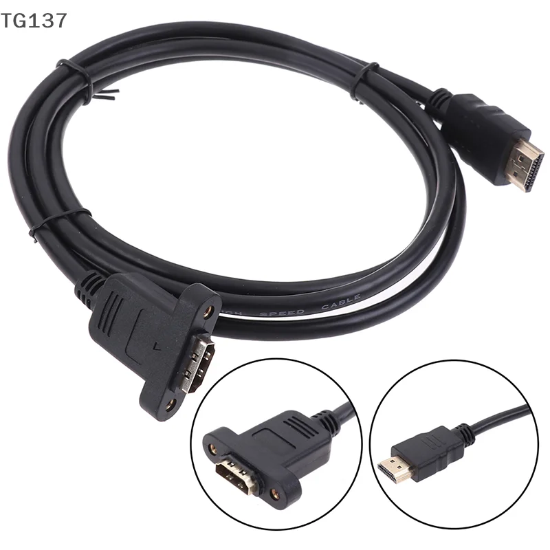 1Pc HDMI 연장 케이블 남성-여성 금도금 나사 패널 마운트 케이블 포함