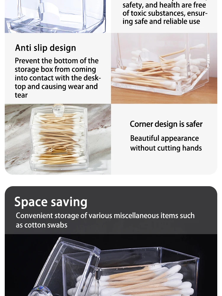 Cotton Swab Ball Storage Box Acrylic Transparent Container Jar_voghion.com