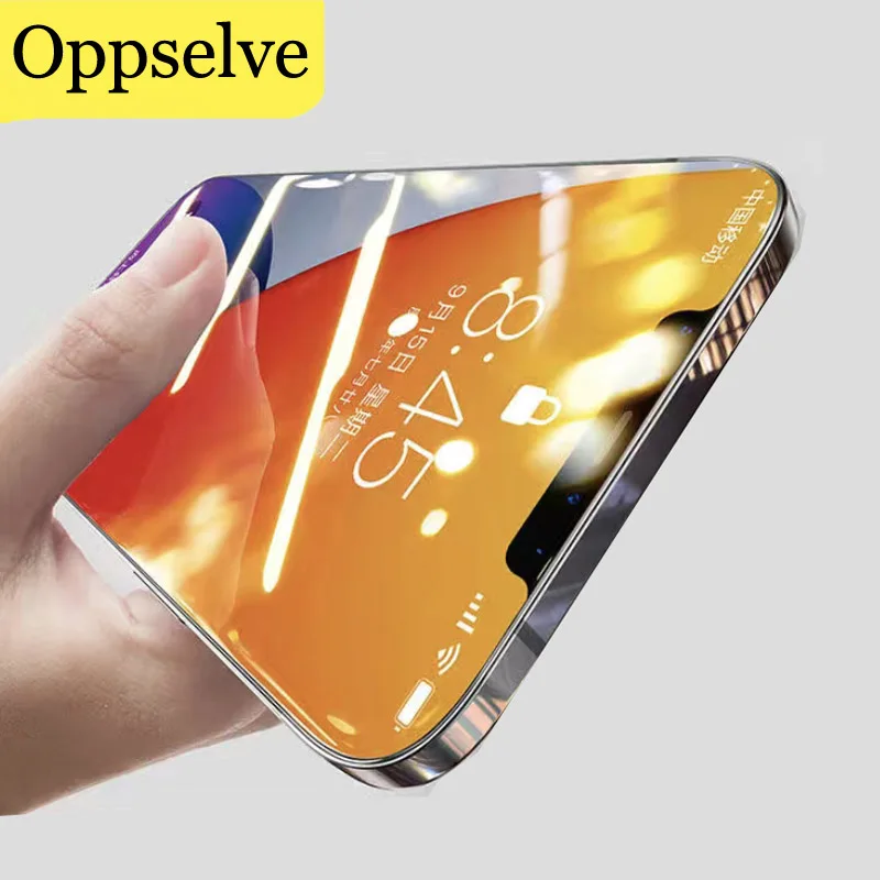 

3PCS Rimless Tempered Glass For iPhone 13 12 Mini 11 Pro Max X XR XS 7 8 6 SE Screen Protector Film With Dust-proof Grid Net New