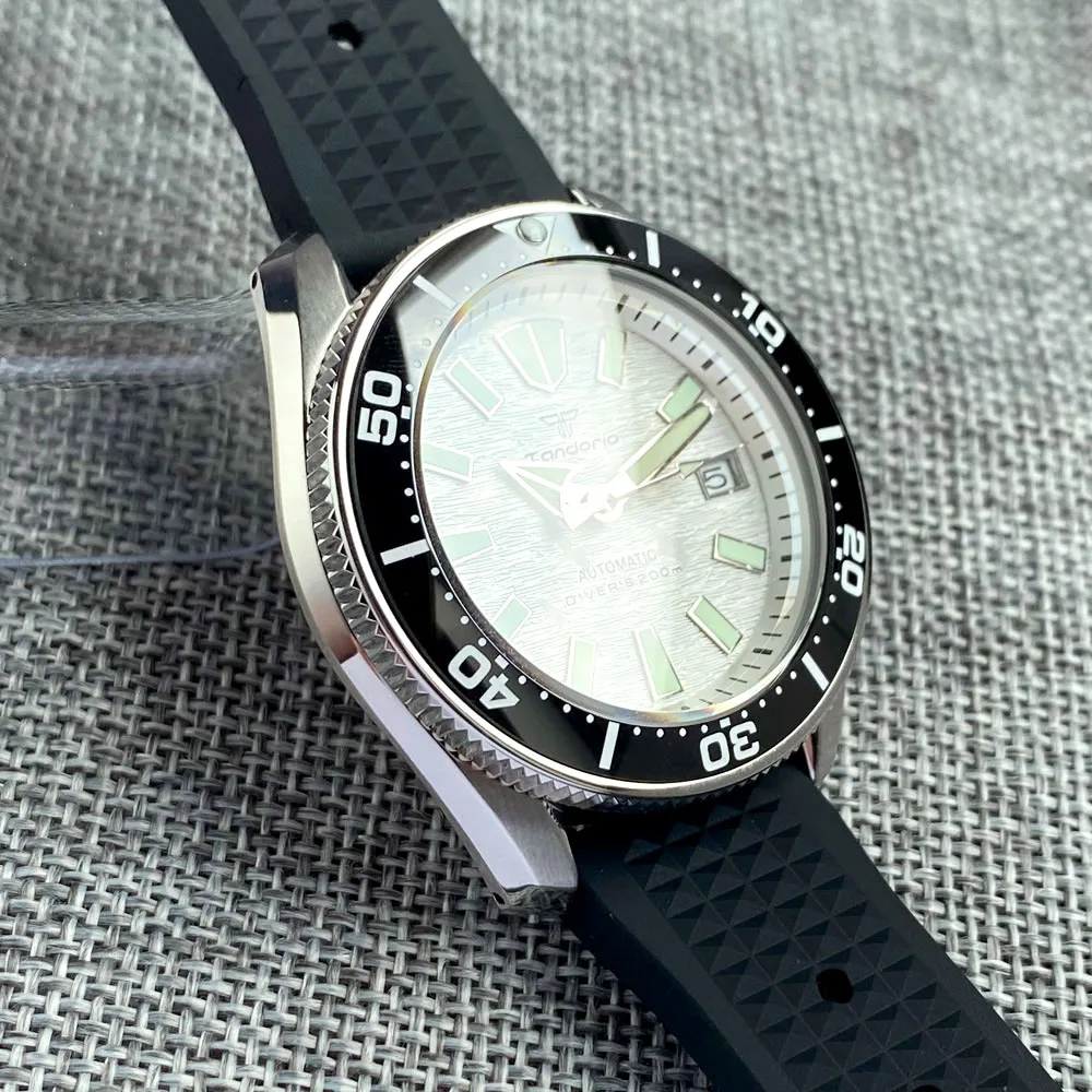 Luxury Tandorio 42.5mm Japan NH35A Sapphire Glass 200M Water Resistant Lume Diver Mechanical Watch Men Blue Dial 3.8 Crown 2023