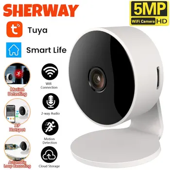 Tuya WiFi IP Camera Indoor 5MP Baby Monitor Two Way Talk Cam Motion Detection 1080P IR Night Vision Security Video Surveillance 1