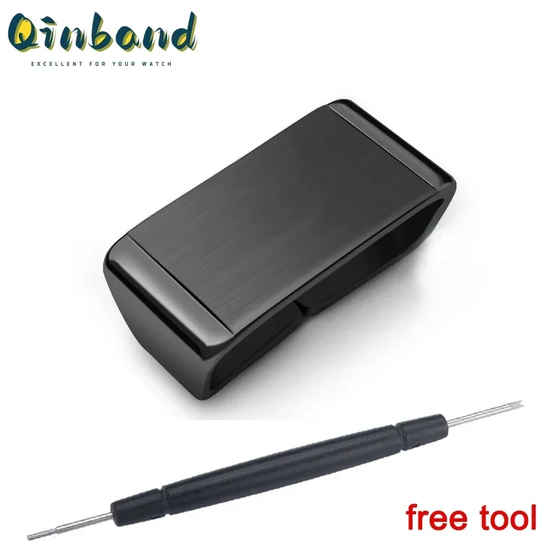 Versatile Metal Steel & Silicone Watch Band Keeper with Enhanced Loop Locker Ring Buckle
