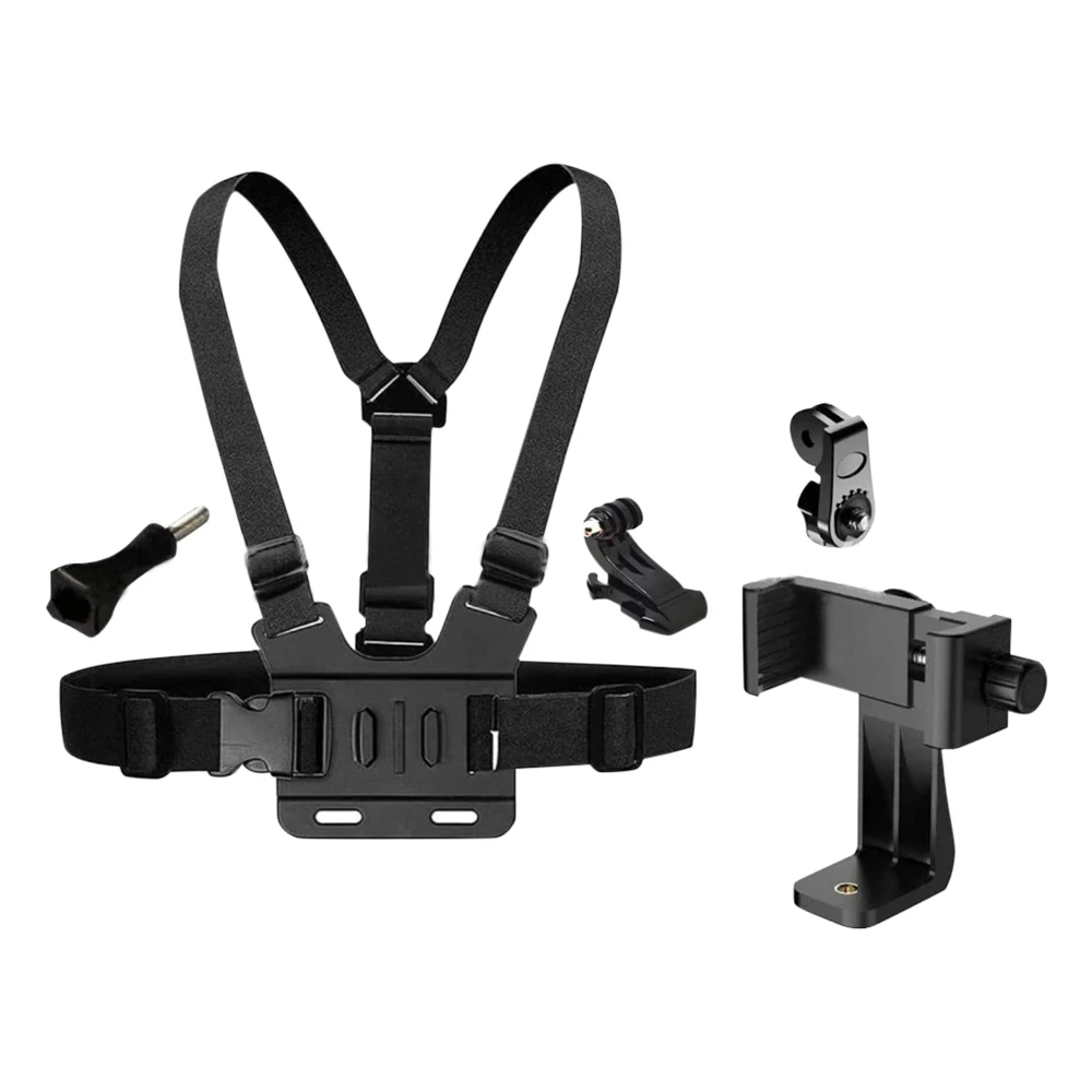 1PC Adjustable Phone Clip Holder With Chest Strap Fixation Bracket for Sport Camera Mobile Phone Camera Black Holder Accessory