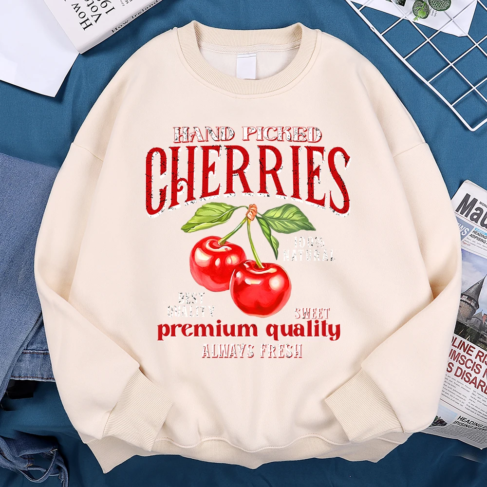 Hand Picked Cherries Premium Quality Hoodies Mens Harajuku Loose Hoody Oversize Loose Clothes Fashion Fitness Sweatshirt Women