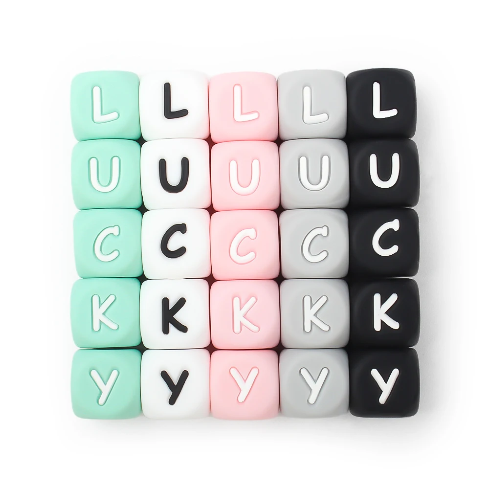 Set of 10 Silicone Alphabet Beads for Personalized Jewelry - BPA Free