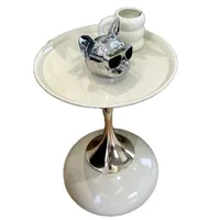 Petit appartement table d'angle européenne en fer forgé balcon table basse mobile chambre chevet petite table ronde table de bord de canapé 5