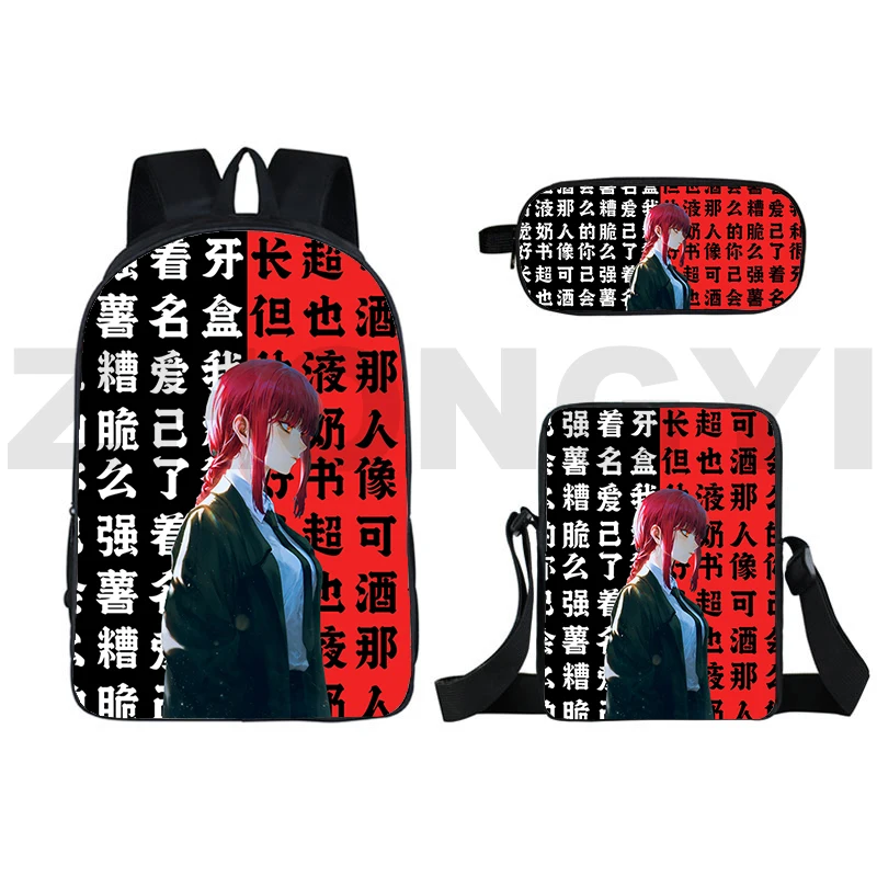 

Large Capacity Chainsaw Man デンジ 3D Backpacks 3 Pcs/Set Anime Fancy High School Bags Female Shoulder Bag Canvas Travel Mochila