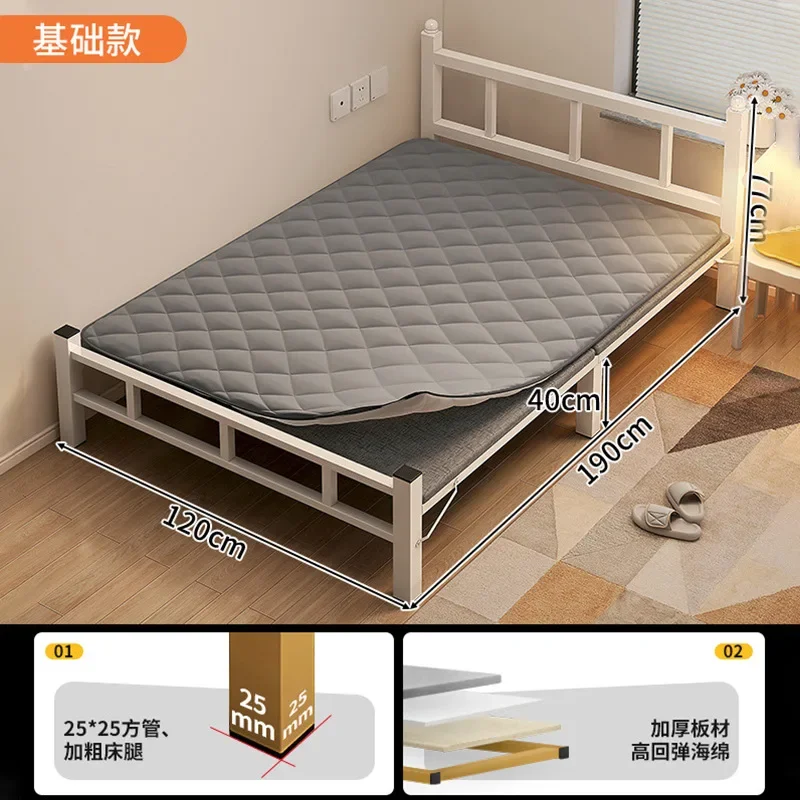 thumbnail image 1 of Cama plegable individual para adultos, hogar, oficina, plegable, 1,2 m, habitación de alquiler Simple, dormitorio, siesta, cama pequeña, dormitorio, cama de hierro duro, 1 of 4