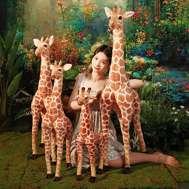

60-80cm Giraffe Realistic Model Room Decor High Quality Real Life Photo Props Dolls Giant Stuffed Animal Lifelike Huge Soft Toys