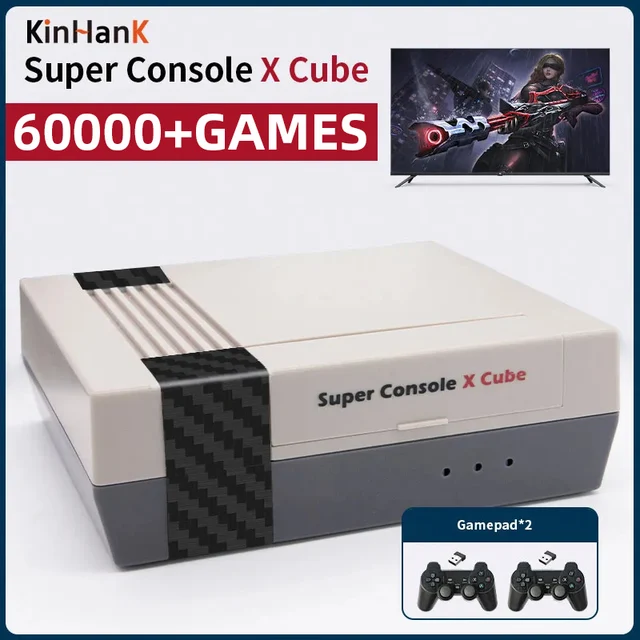 Ретро-игры для MAME/DC/ARCADE 60000 + Супер консоль для игр X Cube 4K Mini TV Box, консоль для видео игр с 2,4G беспроводными геймпадами 1