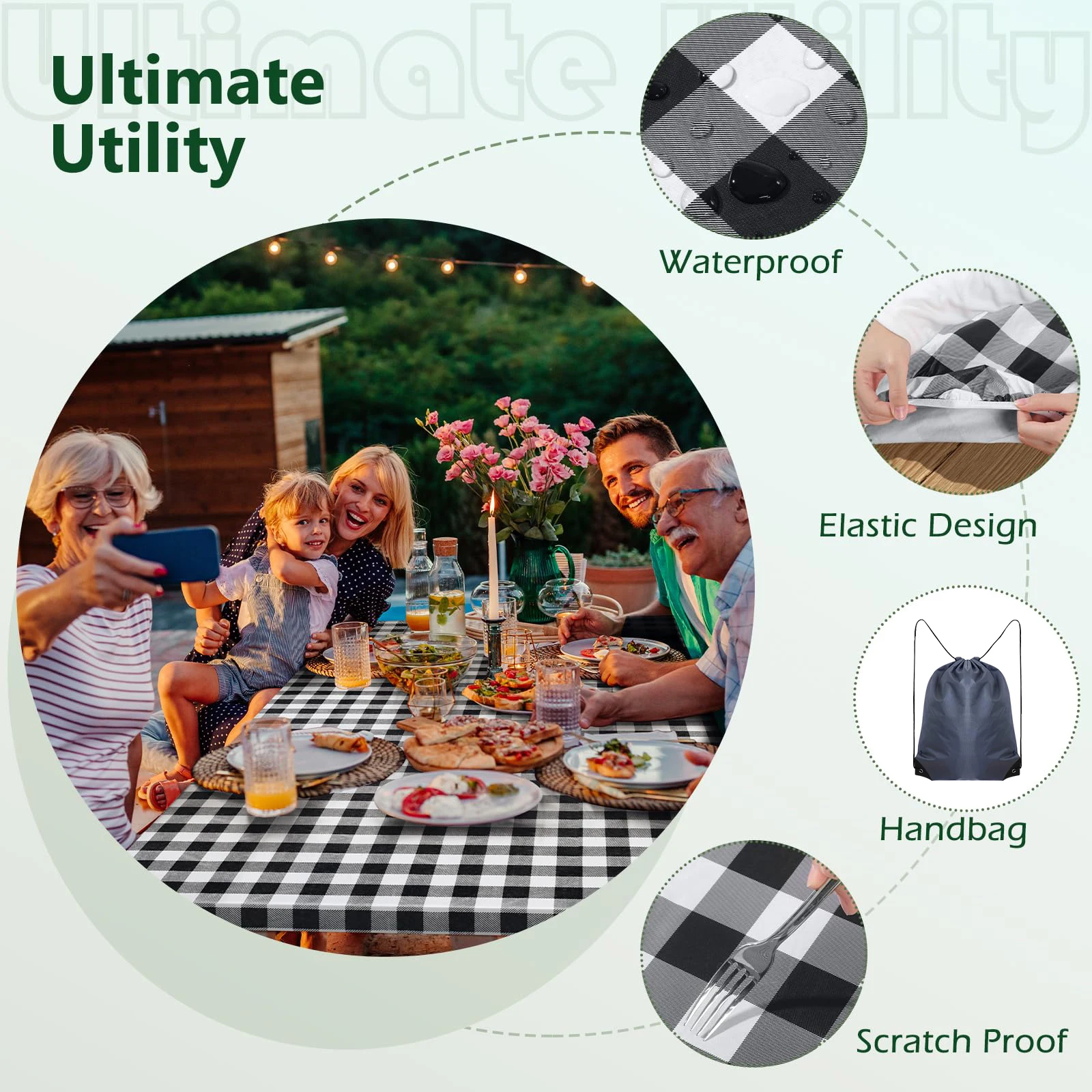 Waterproof Windproof Elastic Edge Picnic Table and Bench Cover Set