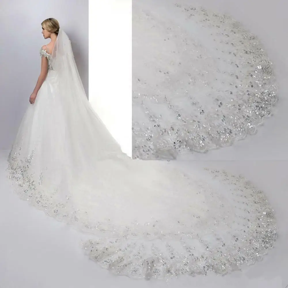 

Extra Long 4 Metre 157 inch Cathedral Bridal Wedding Veil + COMB White Ivory