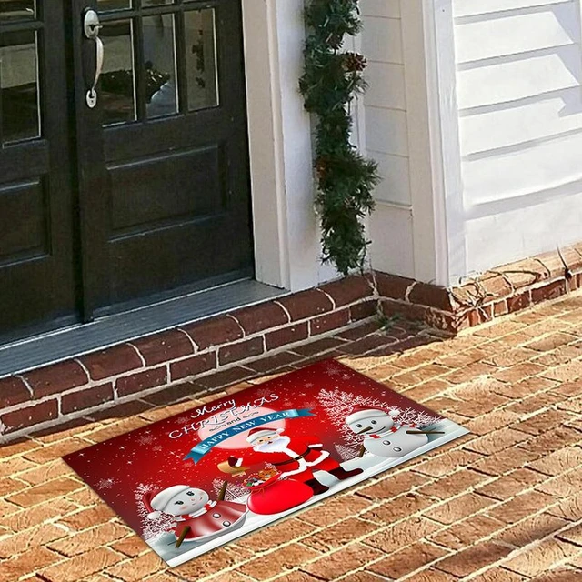 Santa Doormat, Winter Doormat, Christmas Doormat Reindeer, Holiday Door Mat,  Santa Door Decor, Doormat for Front Porch, Doormat Layering Rug