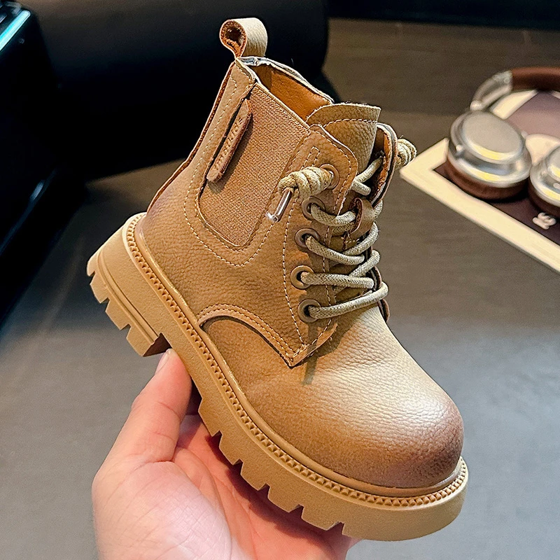 Girls Korean Style Leather Short Boots