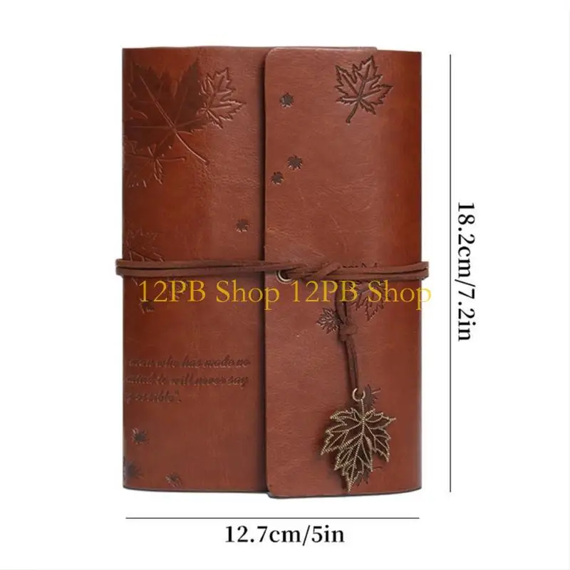 12PB A 6 PU 가죽 노트 여행용 노트 레트로 메이플 리프 노트 저널 노트 일기 메모장 쓰기용