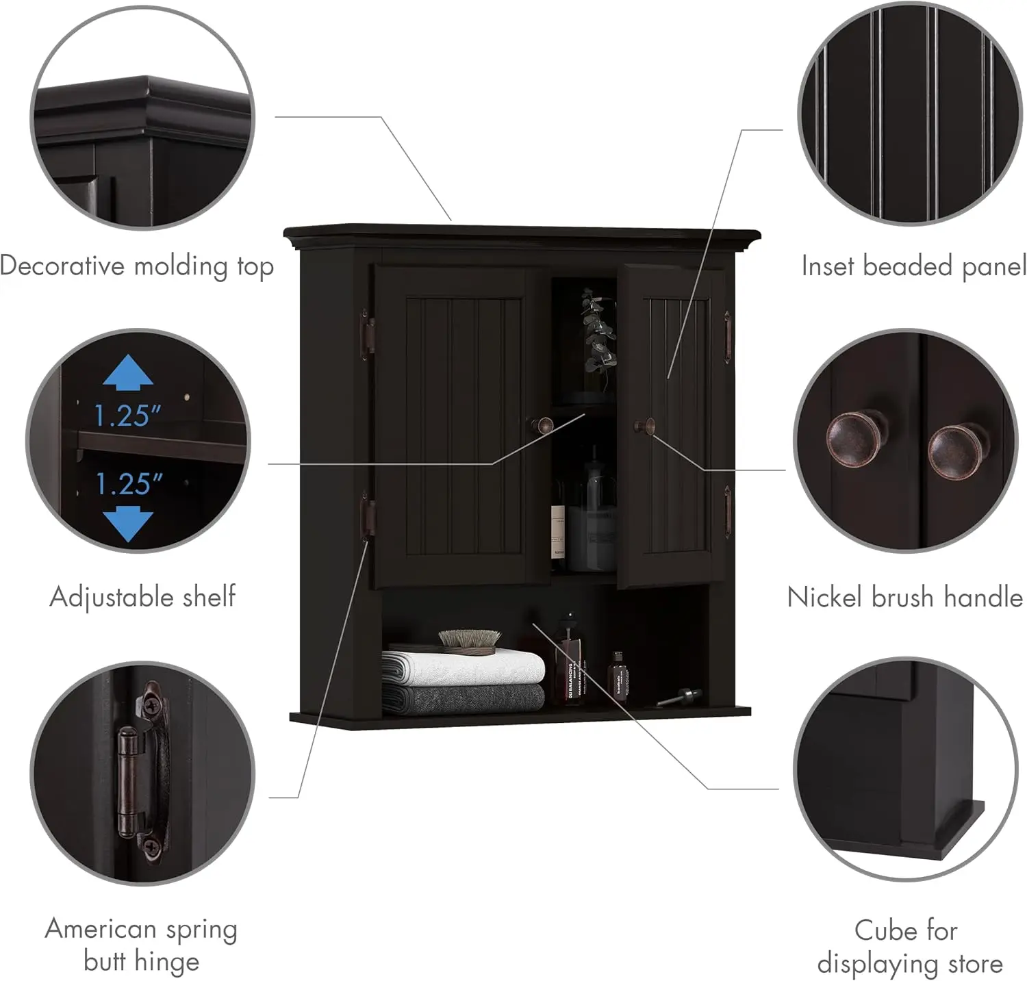 Espresso Wall Bathroom Cabinet 5