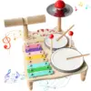 Wooden Music Toys For Babies Children's Multifunctional Music Knocking Table Early Education Kids Drum Set Music Toy Baby Gift 1