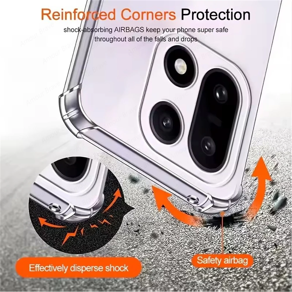 Shockproof Clear TPU Phone Case - Durable Soft  Back Cover