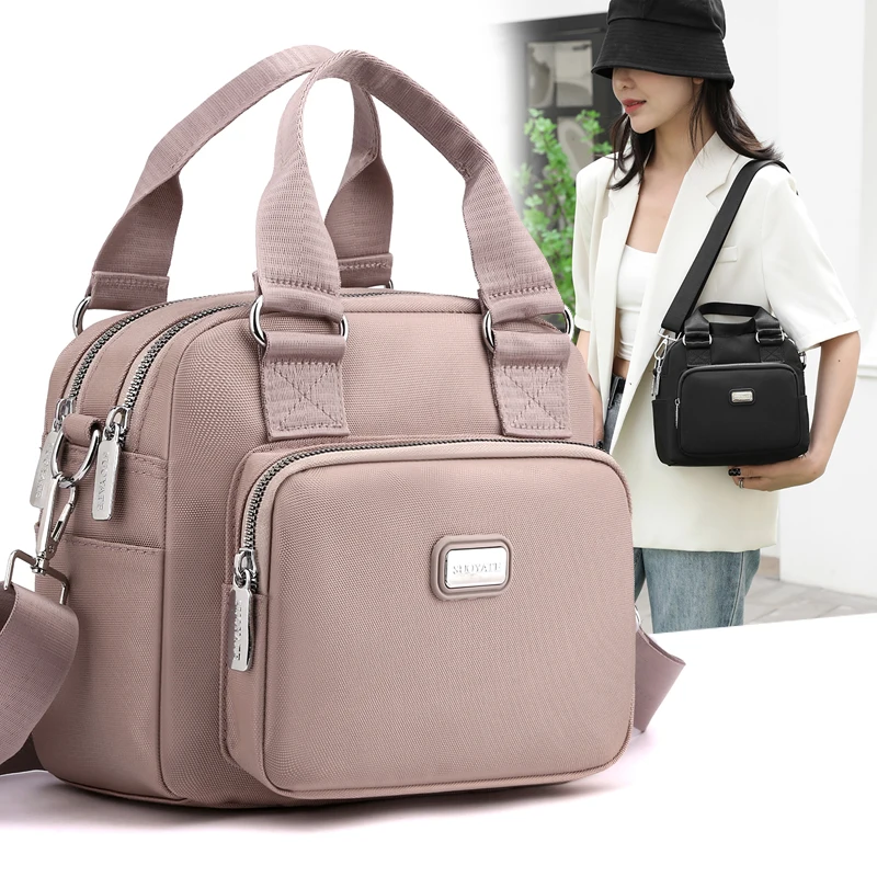 

Модная 3-слойная женская сумка через плечо, Высококачественная прочная нейлоновая сумка для мамы, симпатичная стильная женская сумка для покупок с несколькими карманами