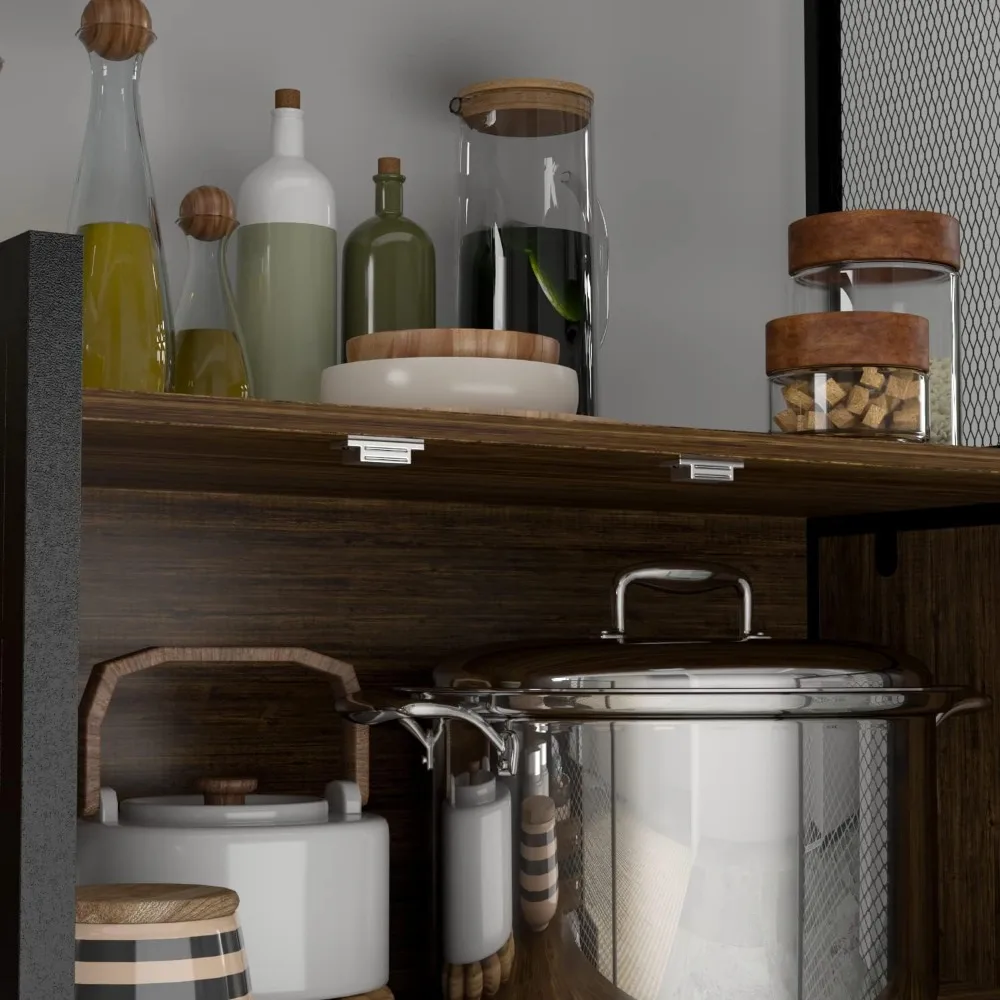 Large Metal Frame Kitchen Storage Cabinet with Drawers
