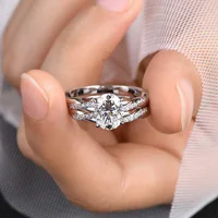 7x9mm Oval Moissanite Engagement Ring Set For Women