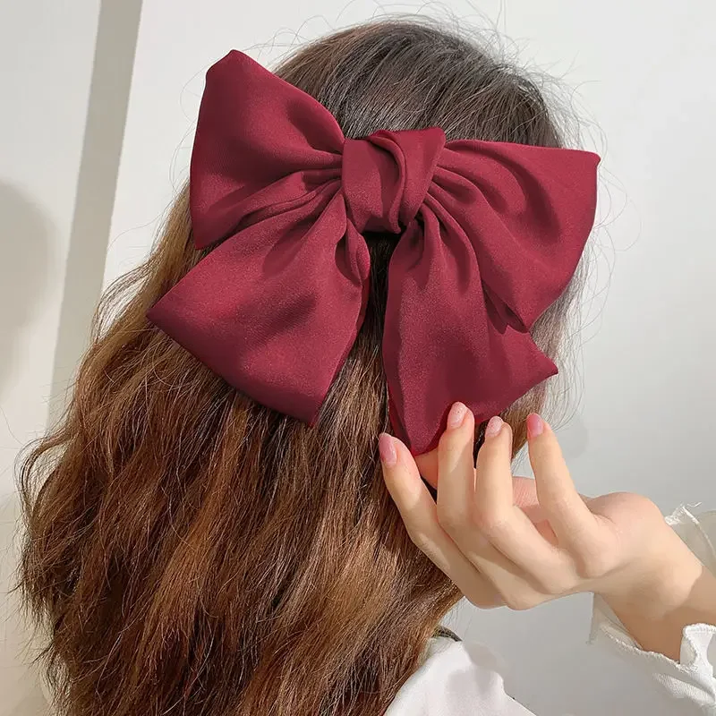 Elegant Satin Butterfly Hair Bow Clip - Trendy Bowknot Accessory