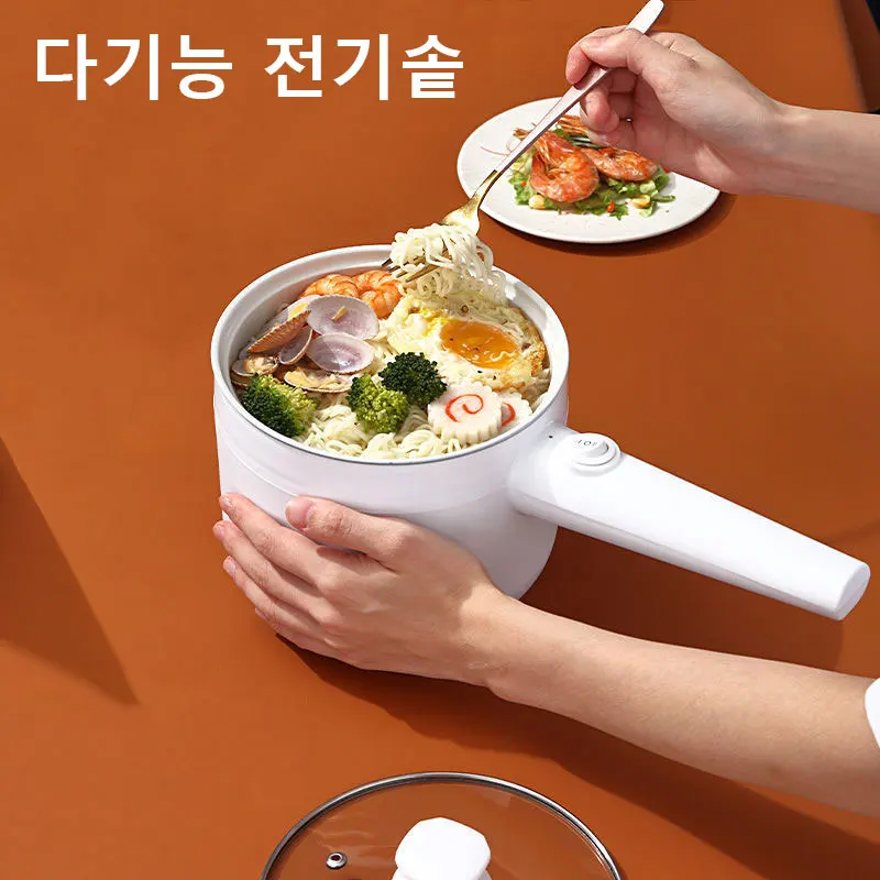 미니 다기능 전기 팬, 붙지 않는 주방 조리 기구, 프라이팬 가정용 쿠커, 2 in 1 인스턴트 국수 냄비, 1.8L
