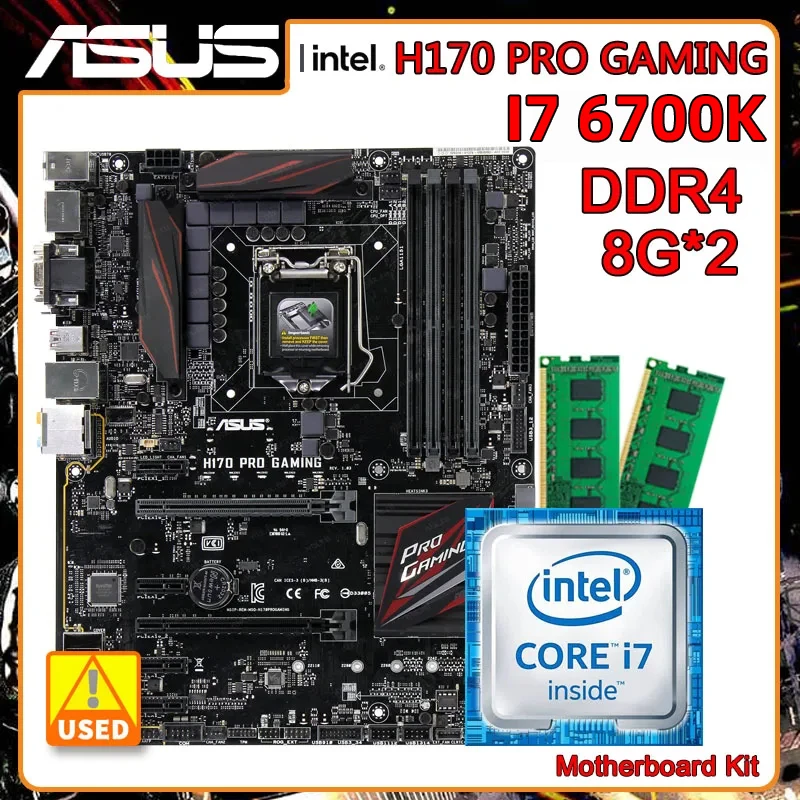 Kit Scheda Madre Lga 1151 Scheda Madre Da Gioco Asus H170 Pro I7 6700K Cpu E 2X Ddr4 8G Intel H170 M.2 Pci-E 3.0 Atx