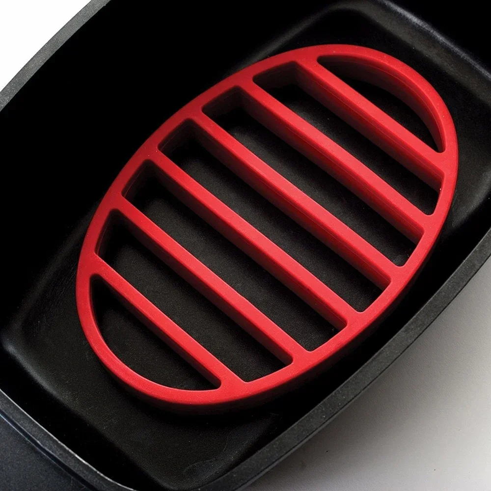 Bbq rack 1PC Oval silicone roasting rack for baking pan turkey grill cooking accessories