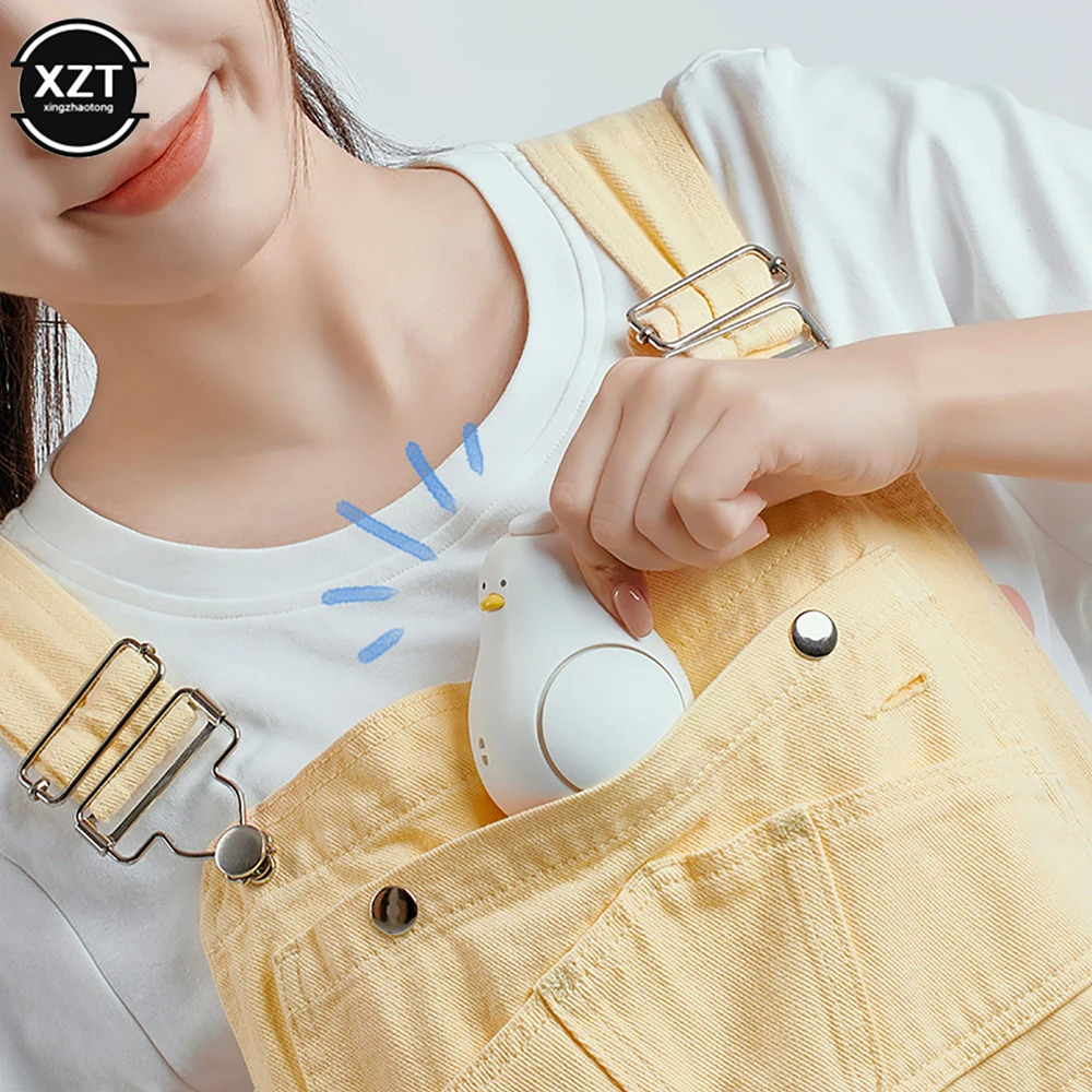 Portable Neck Fan Cartoon Duck USB Rechargeable Fan Mini Desktop Office Desktop Student Outdoor