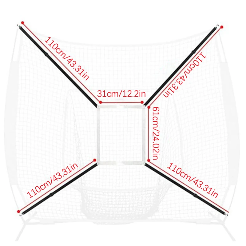 Filet D'entraînement Baseball Avec Zone De Frappe Cible – 9 Grilles 500x500mm