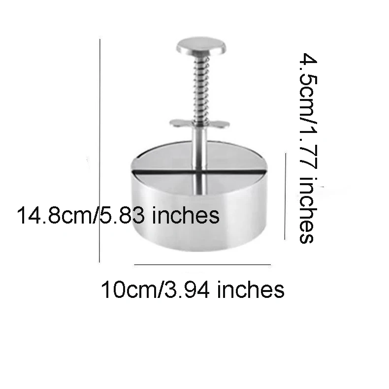 Burger Press Round Shape Stainless Steel Non-Stick Adjustable Hamburger Patty Maker Patty Making Mold Kitchen Tool
