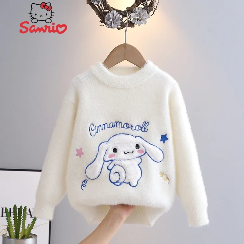 

Sanrio Hello Kitty Kid Sweater Cinnamoroll Autumn Winter Knit Sweater Cute Warm Pullover Anime Sweater Bottoming Children's Gift